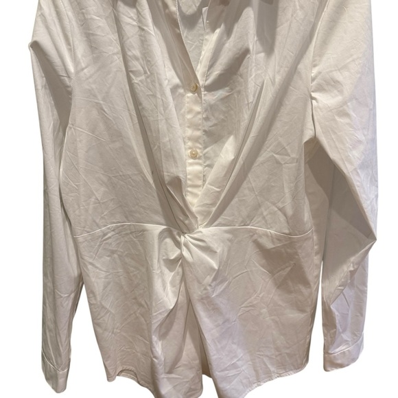 J Jill womens white long-sleeve shirt cinched front Size LT business casual - Picture 4 of 10